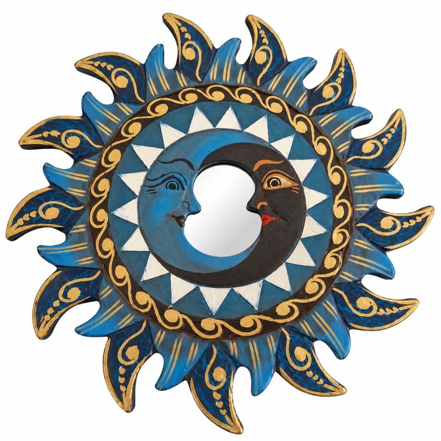 Miroir Soleil Mosaïque bleu 20cm Feng Shui