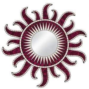 Miroir Soleil Mosaïque fushia 60cm Feng Shui
