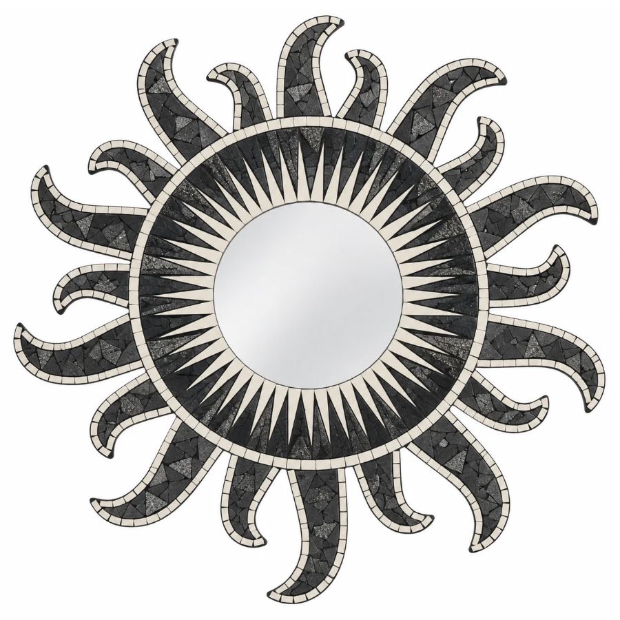 Miroir Soleil Mosaïque noir 60cm Feng Shui