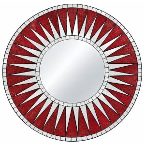 Miroir Soleil Mosaïque rouge 40 cm Feng Shui