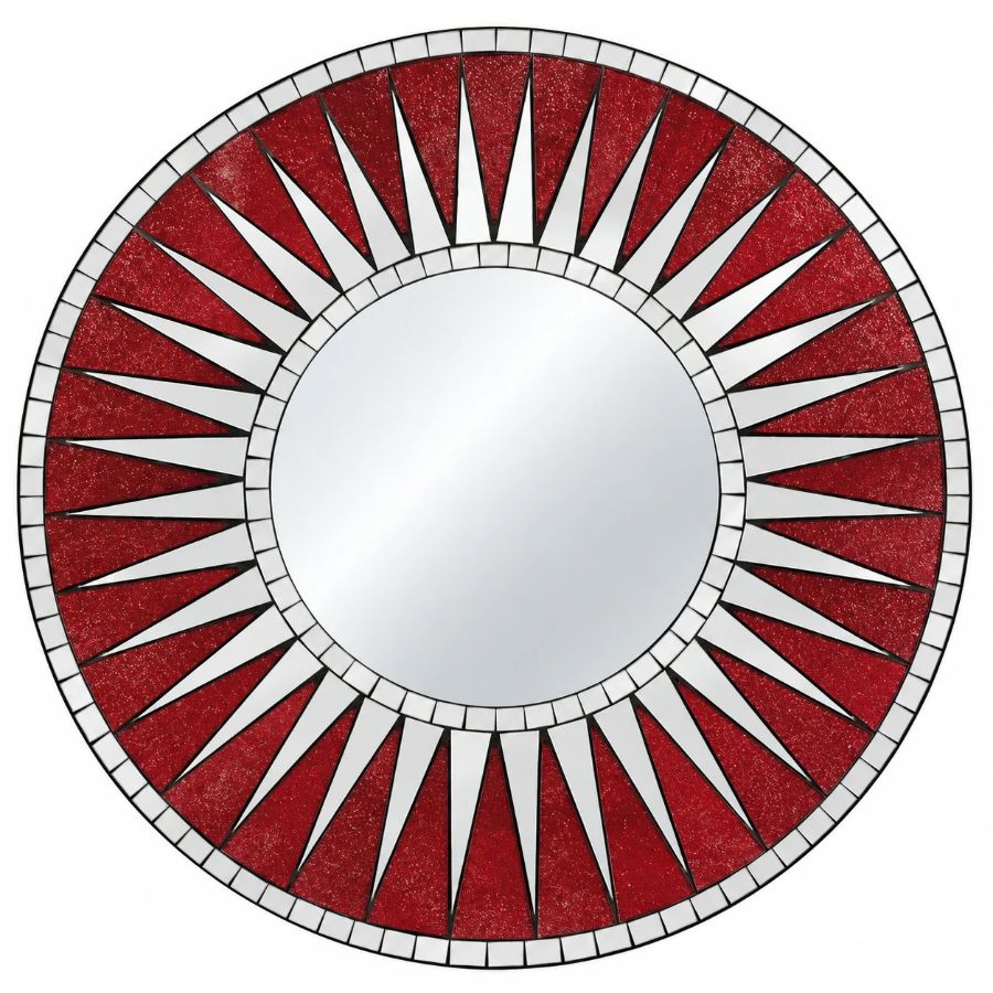 Miroir Soleil Mosaïque rouge 40 cm Feng Shui