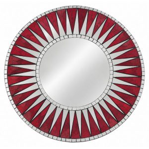 Miroir Soleil Mosaïque rouge 60cm Feng Shui