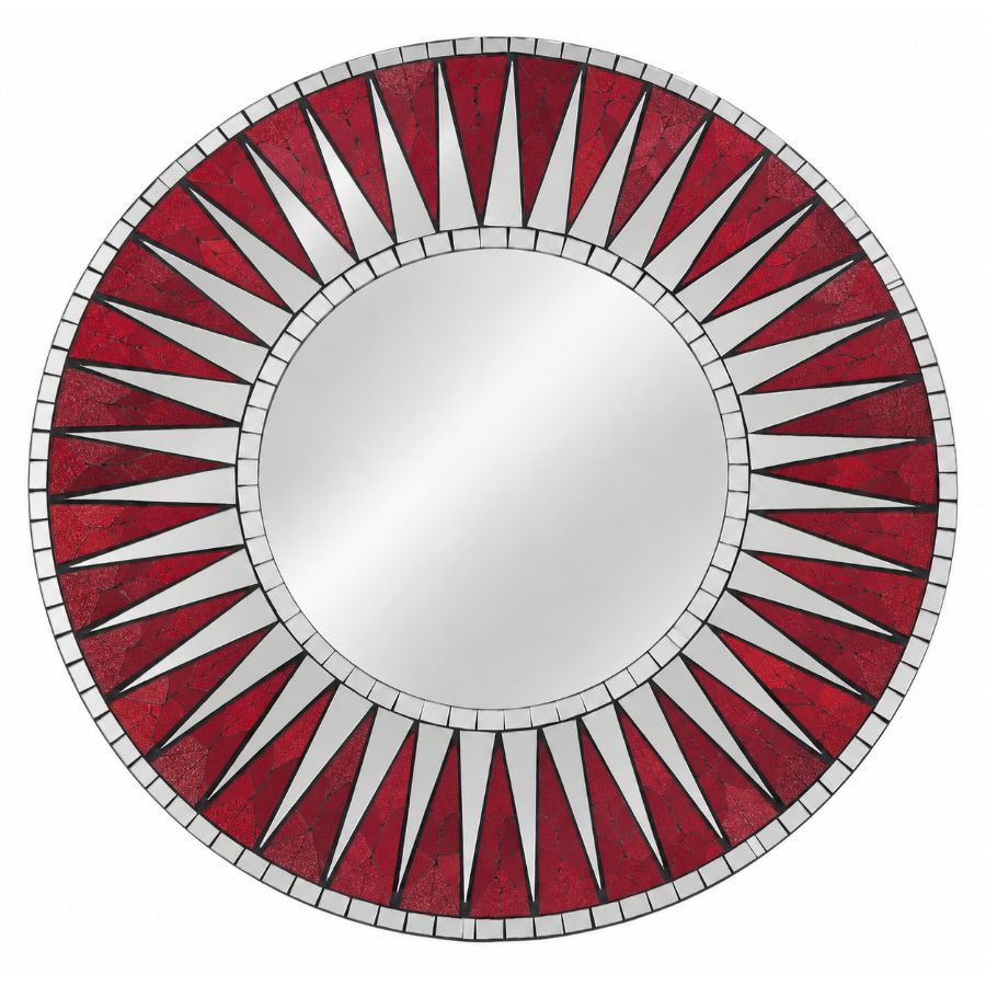 Miroir Soleil Mosaïque rouge 60cm Feng Shui