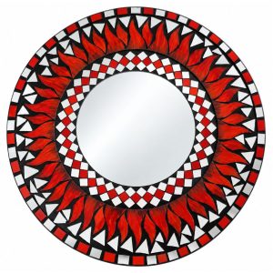 Miroir Soleil Mosaïque rouge et noir 40 cm Feng Shui