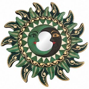 Miroir Soleil Mosaïque vert 20cm Feng Shui