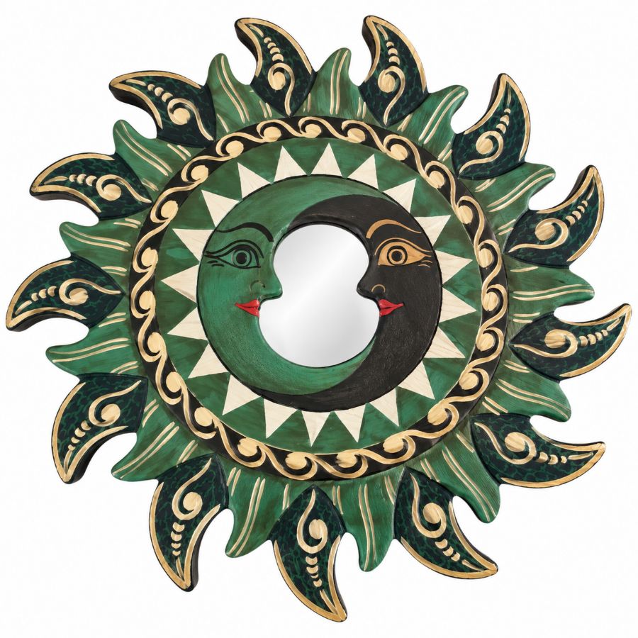 Miroir Soleil Mosaïque vert 20cm Feng Shui