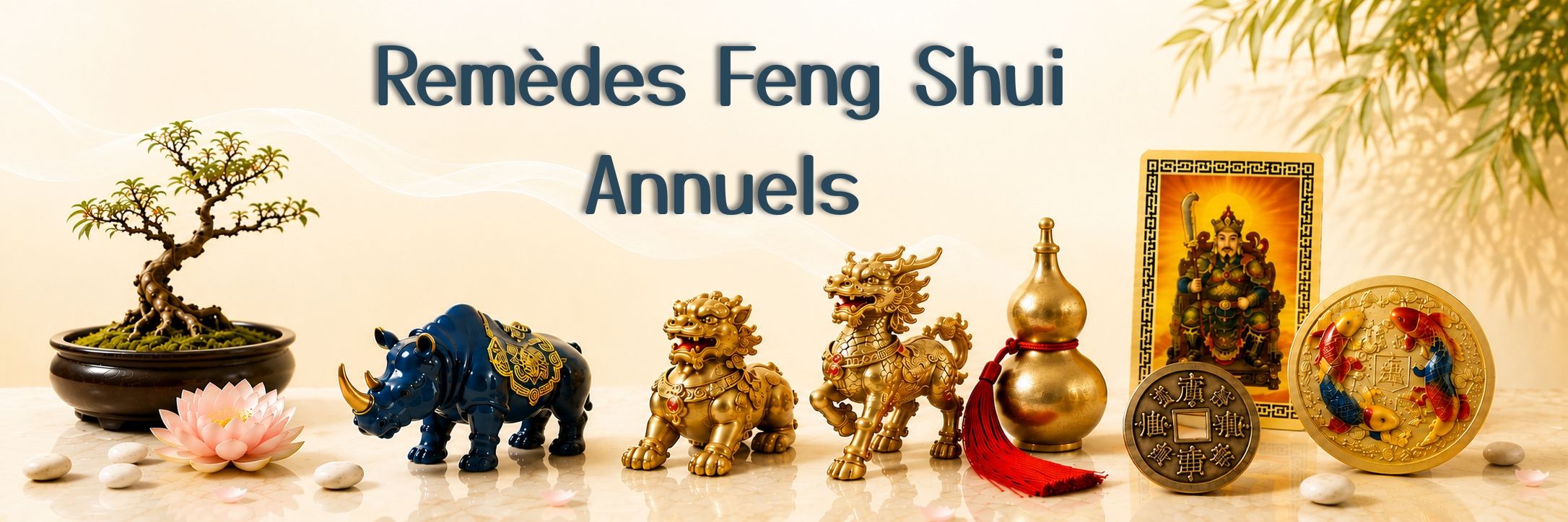 Remèdes Feng Shui annuels avec Wu Lou, rhinocéros, Pi Yao et Chi Lin