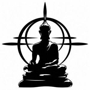Grand sticker Bouddha Aura de Lumière Feng Shui 64 cm