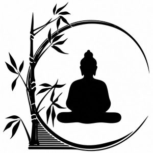 Sticker Bouddha bambou grand format Feng Shui noir