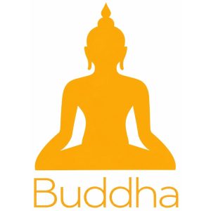 Sticker Bouddha Feng Shui jaune avec inscription Buddha
