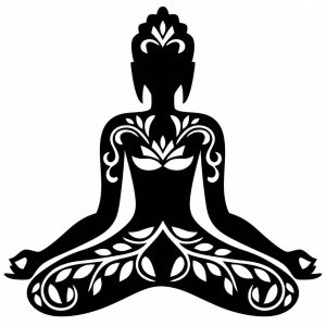 Sticker Bouddha Lotus Namaste noir pour décoration Feng Shui