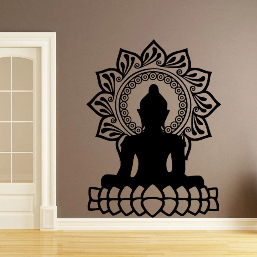 Sticker Bouddha méditation Feng Shui grand format en décoration murale
