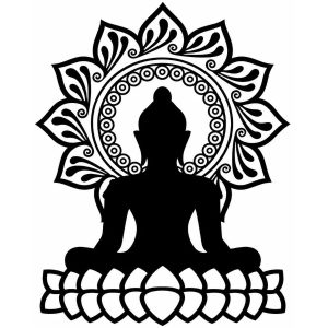 Sticker Bouddha méditation Feng Shui avec fleur de lotus et mandala