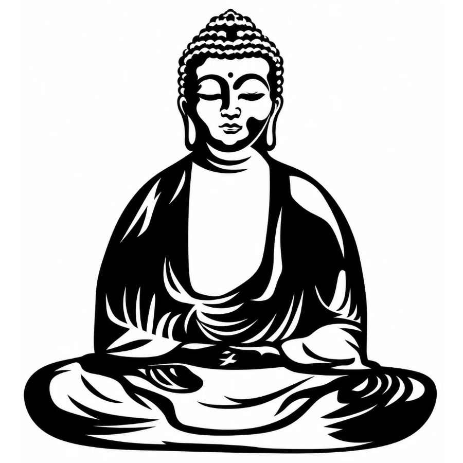 Sticker Bouddha Penseur noir assis en méditation Feng Shui