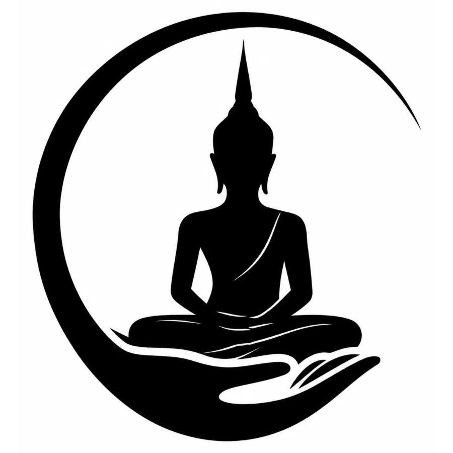 Sticker Bouddha protection dans une grande main Feng Shui