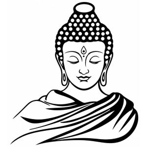 Sticker Bouddha Siddhartha Gautama noir au visage serein