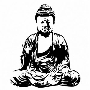 Sticker Bouddha thaï noir assis en méditation Feng Shui