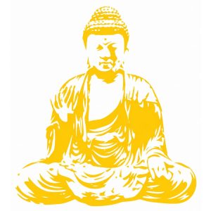 Sticker Bouddha thaï jaune assis en méditation Feng Shui