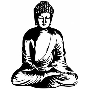 Sticker Bouddha Zen noir assis en méditation Feng Shui