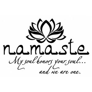 Sticker Lotus Âme Namaste noir avec citation spirituelle sur l'unité des âmes
