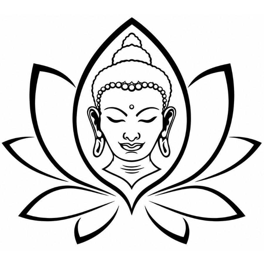 Sticker tête de Bouddha entourée d’une fleur de lotus Feng Shui