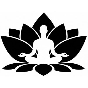 Sticker yogi en méditation sur une grande fleur de lotus Feng Shui